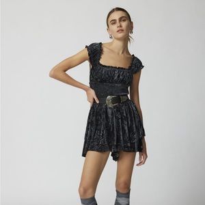 UO Rosie Velvet Romper